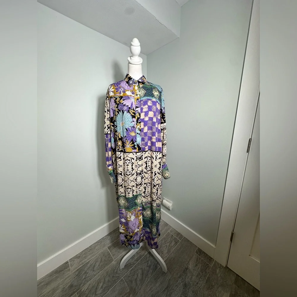 Free People Jackie Boho Maxi Shirt Dress Size Medium - Picture 5 of 15